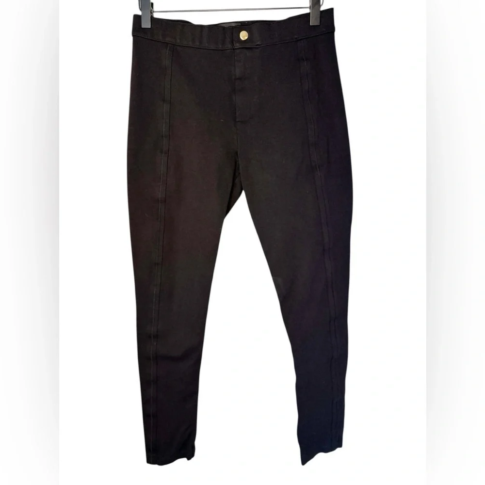 J CREW Women’s Black Pixie Pant-Stretch Ponte, Snap Front Mid Rise Sz 6